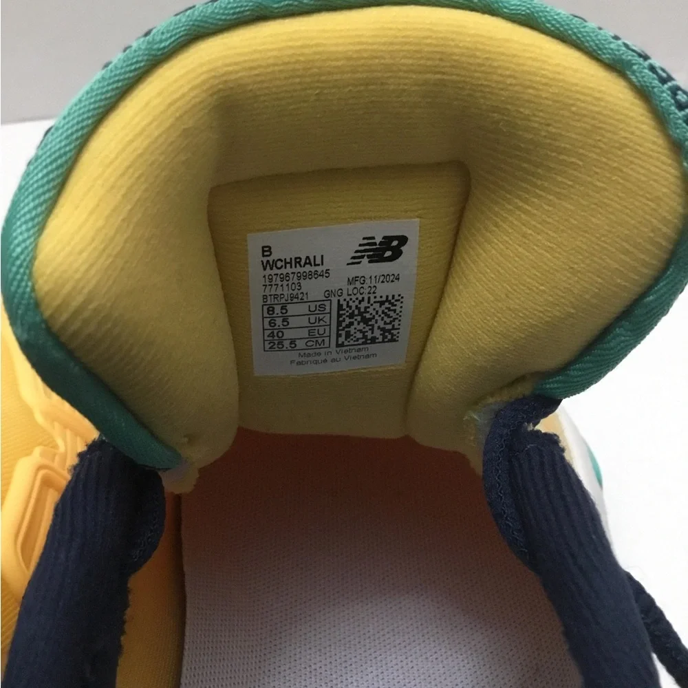 New Balance Yellow and Teal Sneakers with Navy Laces